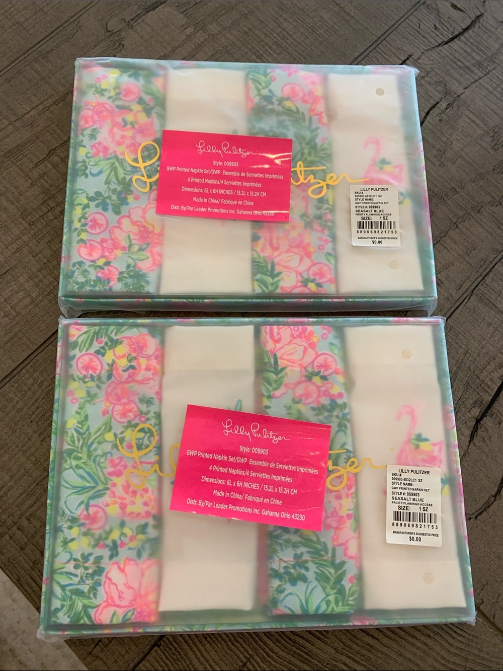 Lilly Pulitzer Seasalt Blue Fruity Flamingo Access 8-piece Napkin Set